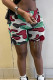 Casual Print Patchwork Capris Straight Mid Waist Straight Full Print Bottoms