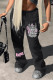 Street Print Patchwork Straight Mid Waist Straight Positioning Print Bottoms