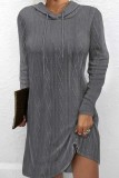 Casual Solid Basic Hooded Collar Long Sleeve Dresses