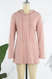 Casual Solid Basic Hooded Collar Long Sleeve Dresses