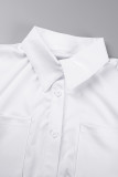 Sexy Solid Patchwork Buckle Fold Turndown Collar Short Sleeve Two Pieces(Not Contain A Chatelaine)
