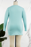 Casual Solid Patchwork O Neck Plus Size Tops