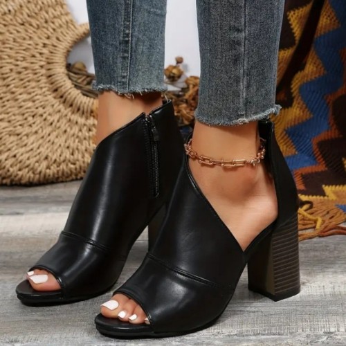 Casual Patchwork Asymmetrical Fish Mouth Out Door Wedges Shoes (Heel Height 3.54in)