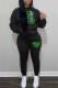Casual Print Letter Hooded Collar Long Sleeve Two Pieces