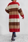 Casual Striped Patchwork Cardigan Contrast Outerwear