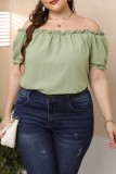 Casual Solid Basic Off the Shoulder Plus Size Tops
