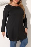 Casual Solid Basic O Neck Plus Size Tops