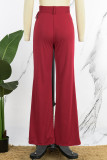 Casual Solid With Belt Skinny High Waist Conventional Solid Color Trousers