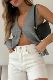 Sexy Casual Solid Patchwork V Neck Tops