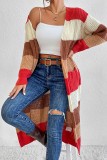 Casual Striped Patchwork Cardigan Contrast Outerwear