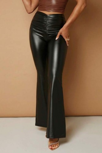 Casual Solid Patchwork Skinny High Waist Speaker Solid Color Trousers