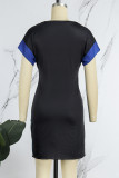 Casual Print Basic O Neck Short Sleeve Dress