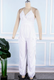 Sexy Casual Daily Simplicity Pocket Slit Solid Color Spaghetti Strap Regular Jumpsuits