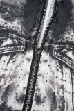 Casual Print Basic Zipper Collar Skinny Jumpsuits