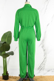 Casual Solid Patchwork Turndown Collar Regular Jumpsuits (Without Belt)