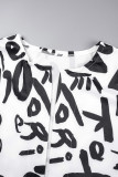 Street Letter Print Patchwork Cardigan Collar Outerwear