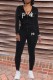 Casual Letter Print Patchwork Hooded Collar Long Sleeve Two Pieces