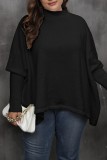 Casual Solid Basic Turtleneck Plus Size Tops