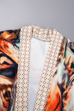 Casual Print Patchwork Cardigan Outerwear