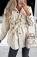 Casual Solid With Belt Turndown Collar Outerwear
