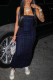 Sexy Casual Solid Backless Slit Strapless Sleeveless Skinny Denim Dresses