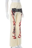 Casual Print Basic Regular High Waist Conventional Positioning Print Trousers