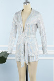 Sexy Bronzing Bandage Patchwork Turndown Collar Long Sleeve Two Pieces
