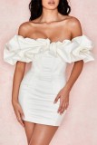 Sexy Party Solid Backless Off the Shoulder Wrapped Skirt Dresses