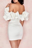 Sexy Party Solid Backless Off the Shoulder Wrapped Skirt Dresses