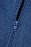 Street Solid Hollowed Out Patchwork Pocket Buckle Mandarin Collar Long Sleeve Two Pieces