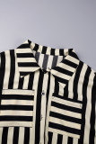 Casual Striped Print Shirt Collar Long Sleeve Two Pieces