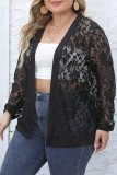 Sexy Casual Solid See-through Cardigan Plus Size Overcoat