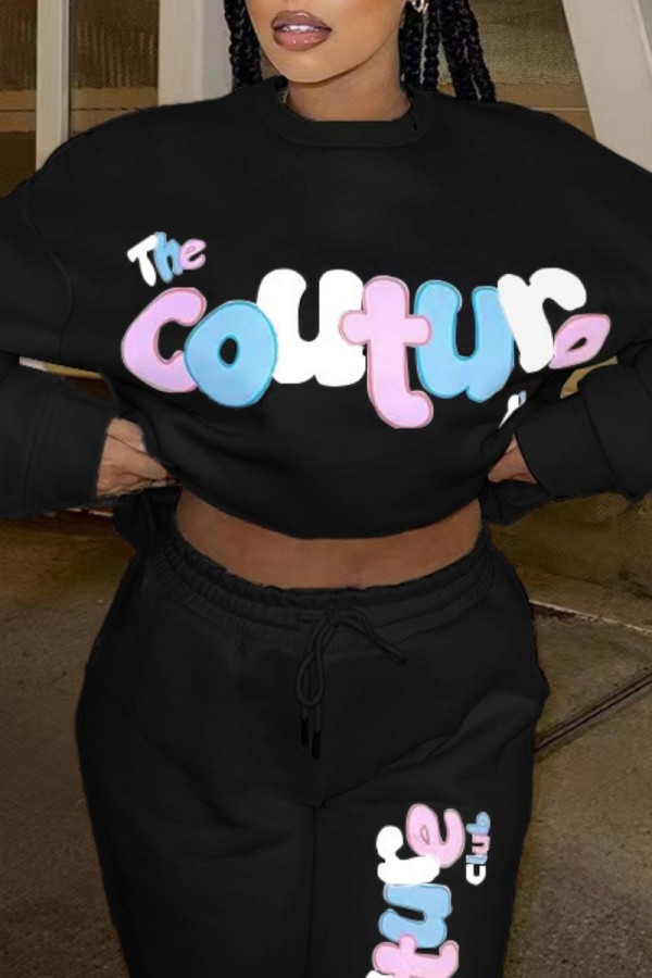 Casual Letter Basic O Neck Long Sleeve Two Pieces