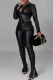 Casual Solid Frenulum Backless Turndown Collar Long Sleeve Two Pieces