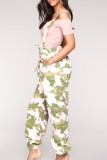 Casual Camouflage Print Bandage Patchwork Buttons Regular High Waist Full Print Bottoms