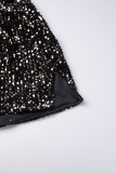 Sexy Solid Sequins Patchwork Halter Wrapped Skirt Dresses