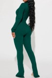 Sexy Casual Solid Hollowed Out Slit Zipper Collar Skinny Jumpsuits
