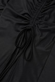 Sexy Street Solid Draw String High Opening Zipper Halter Sleeveless Dress Dresses