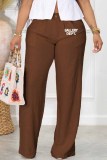 Casual Print Letter Mid Waist Straight Bottoms
