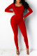Casual Basic U Neck Long Sleeve Two Pieces