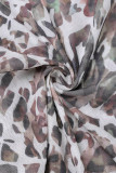 Casual Print Leopard Patchwork V Neck Regular Jumpsuits (Without Belt)
