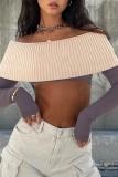 Sexy Solid Backless Off the Shoulder Long Sleeve Tops Two Pieces