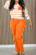 Casual Striped Patchwork Draw String Pocket V Neck Long Sleeve Two Pieces