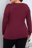 Casual Solid Basic Oblique Collar Plus Size Tops