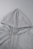 Sexy Solid Patchwork Draw String Pocket Zipper Hooded Collar Regular Rompers