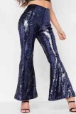 Casual Patchwork Sequins Regular High Waist Conventional Patchwork Trousers