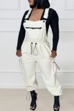 Casual Solid Patchwork Spaghetti Strap Regular Jumpsuits (Without Tops)