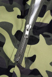 Street Camouflage Print Patchwork Draw String Pocket Zipper Strapless Regular Jumpsuits