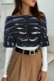 Casual Solid Patchwork Off the Shoulder Outerwear