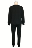 Casual Letter Print Basic O Neck Long Sleeve Two Pieces